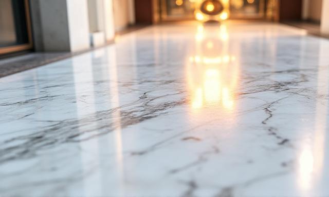 Luxurious, sparkling clean marble floor after treatment